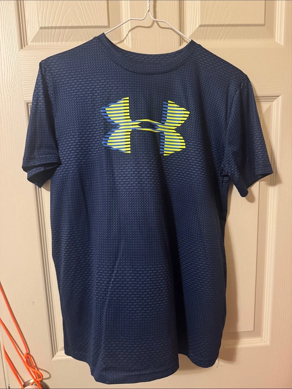 Under Armour Navy Short-Sleeve Athletic Tee with Yellow Logo